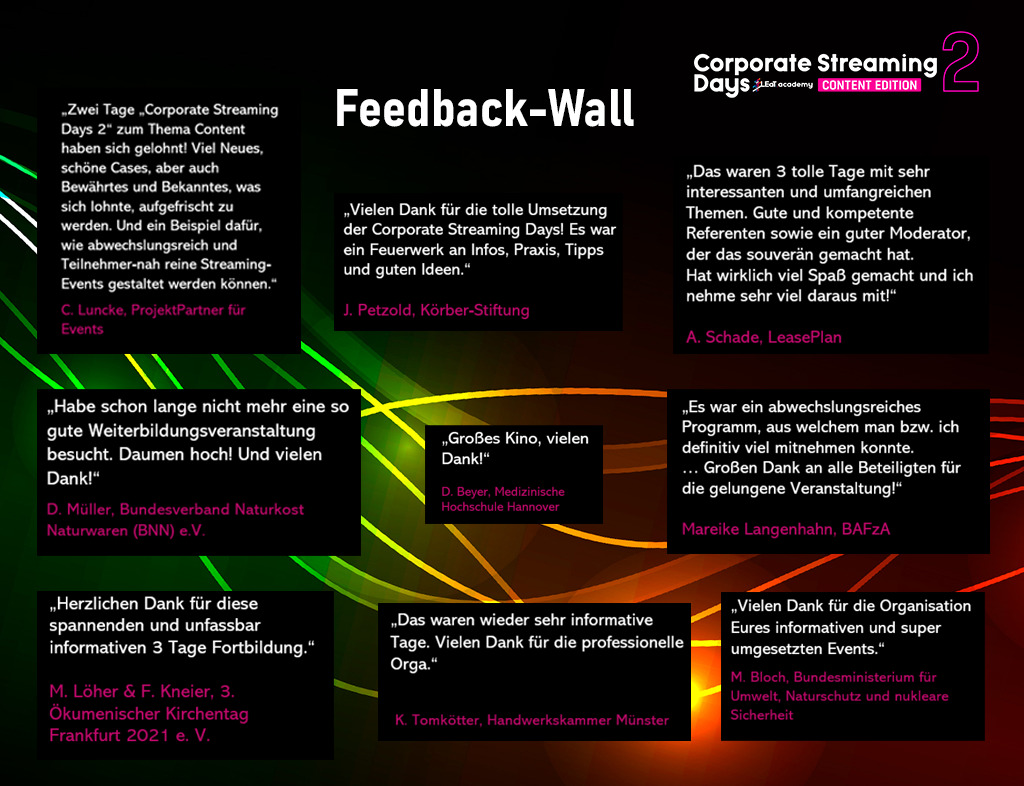Feedback-Wall Corporate Streaming Days 2